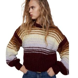 ZARA Blogger Fav Wool Alpaca Blend Striped Knit Sweater